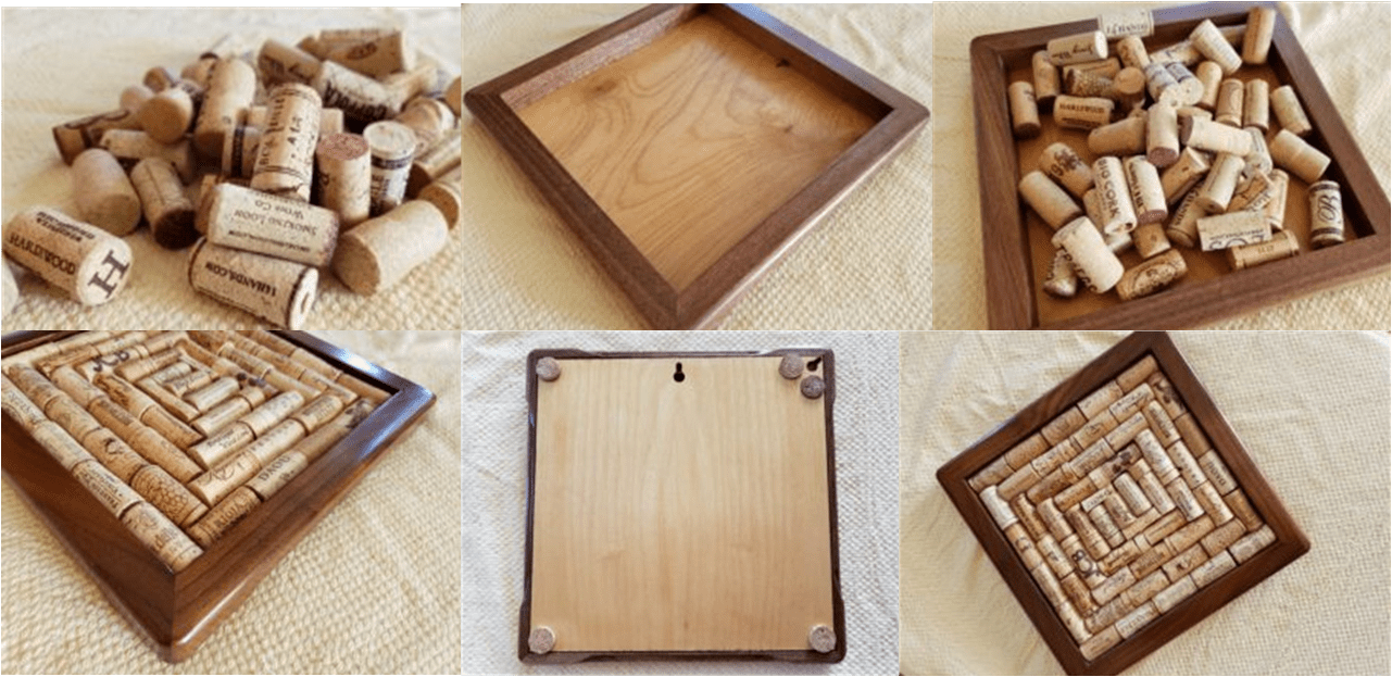 Cork trivet making on a wood frame at Hangout for Art